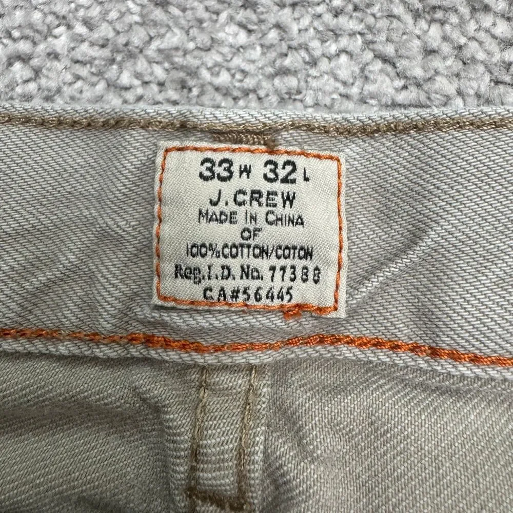 J.Crew Vintage Slim Fit Denim Jeans Mens 33x32 Gray Cotton Straight Leg Casual